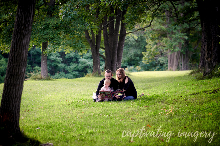 reading a story under a tree