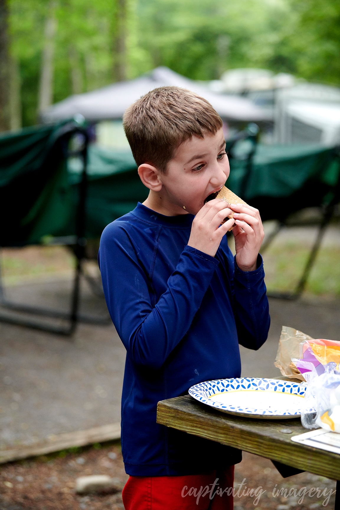 s'mores at campsite