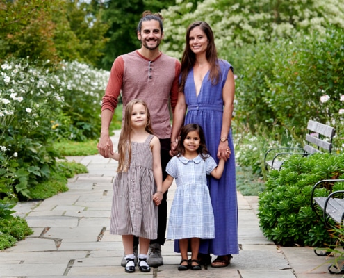 Family in garden