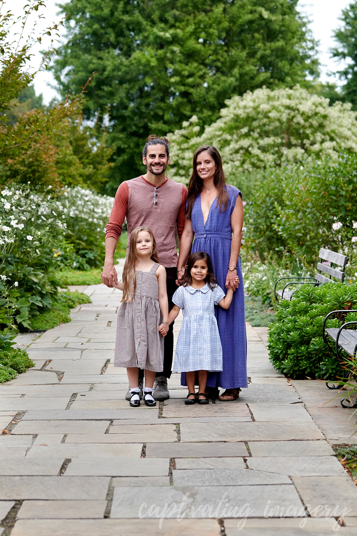 Family in garden