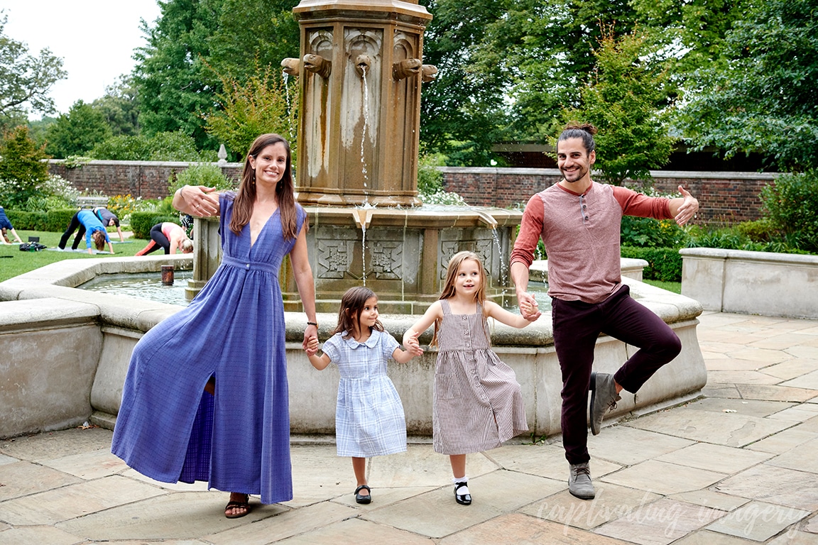 Family doing yoga poses