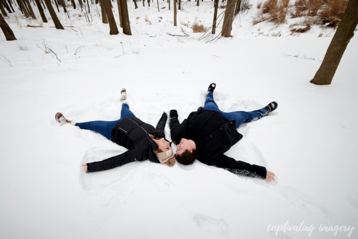 engagement session snow angels - Cranberry Engagement Session