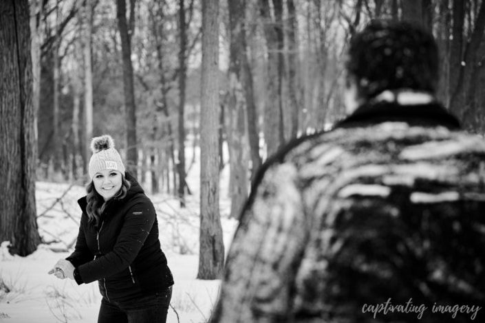 engagement snowball fight - Cranberry Engagement Session