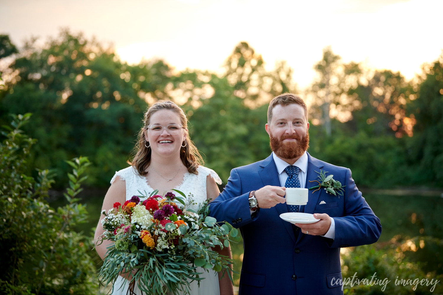 fun with bride and groom - Sunset wedding photos at The Atrium