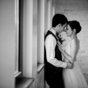 black and white portrait bride and groom -