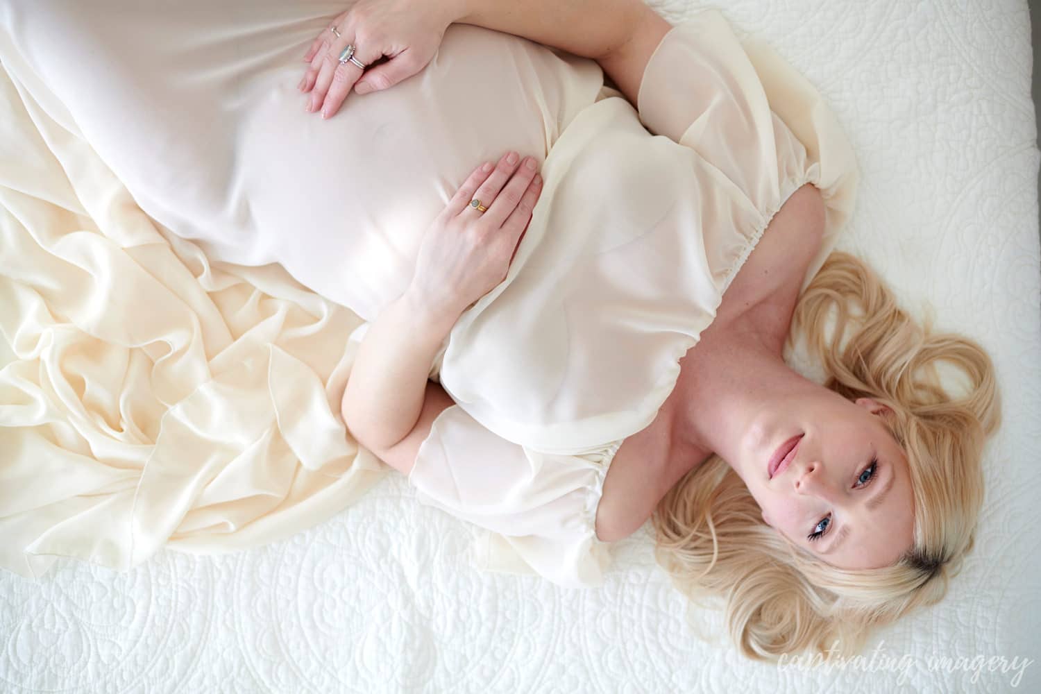 Expectant mama from above - Maternity Portraits At Cranberry Photo Studio