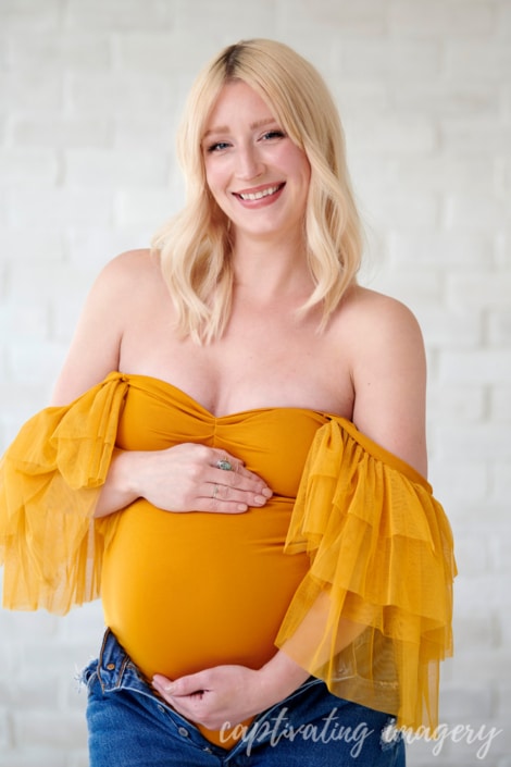 Maternity bodysuit portrait - Maternity Portraits At Cranberry Photo Studio