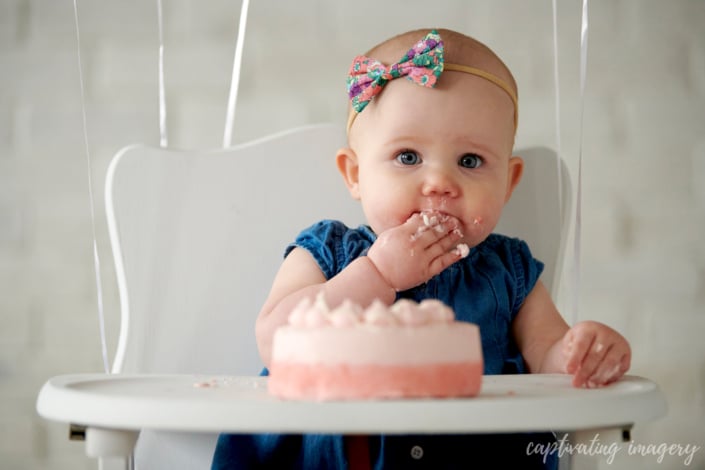 smash cake photographer - First Birthday Cake Smash and Bubble Bath