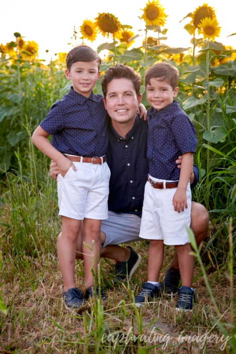 father son sunflower portrait - Pittsburgh Sunflower Photos